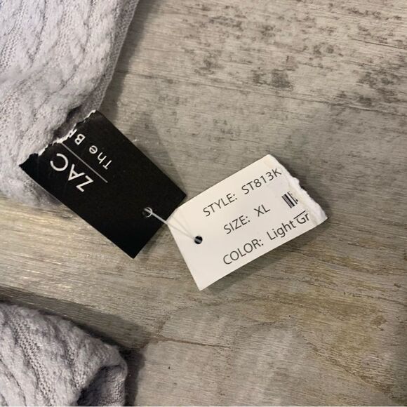 NWT zac & rachel boho top Sweater gray mock neck front tie size XL - Picture 8 of 11